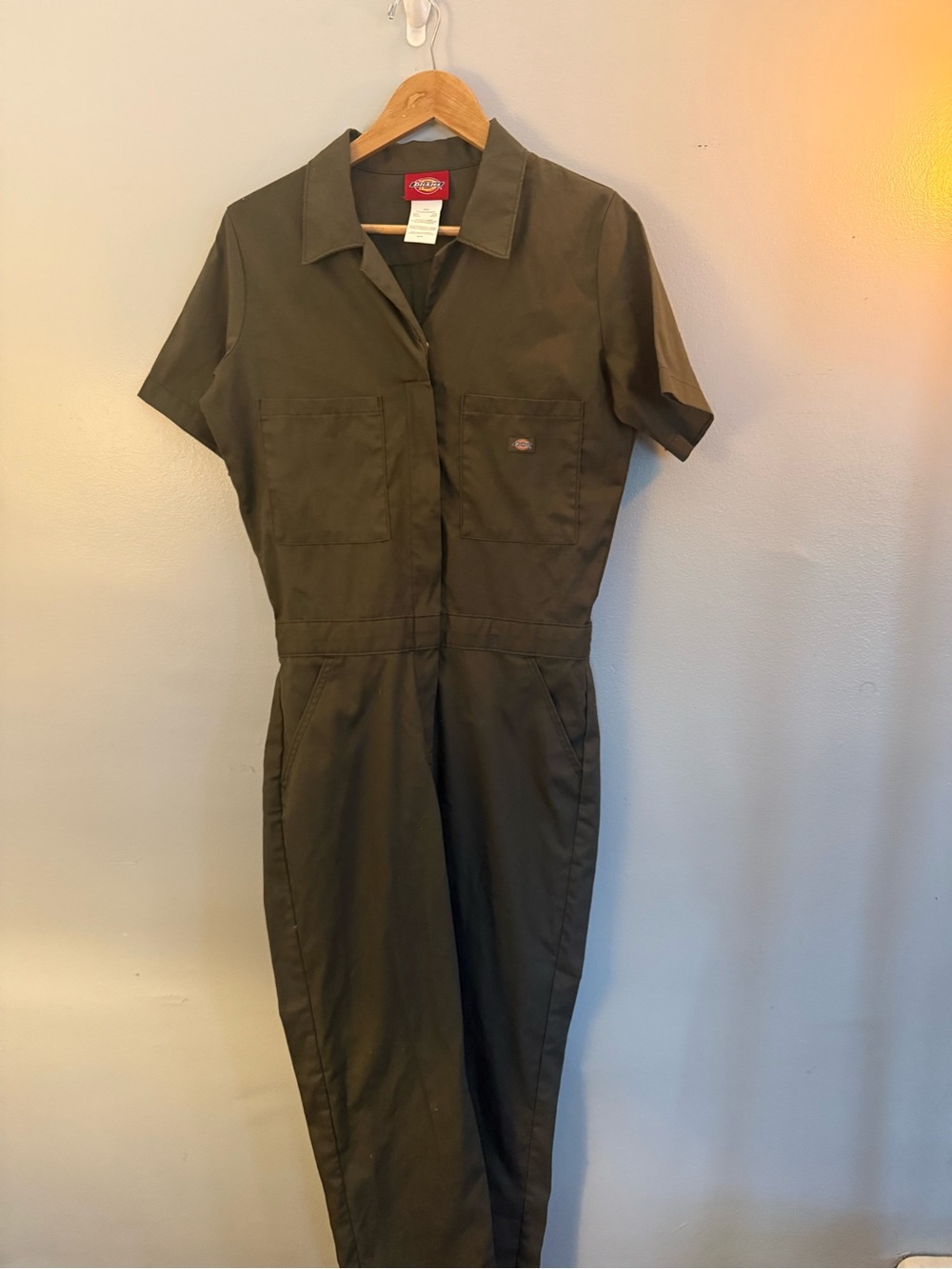 Dickies Olive Short Sleeve Work Jumpsuit